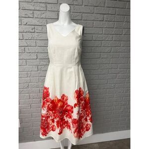 Lands End Women Sleeveless Floral Pleated Summer Dress With Pockets Size 4